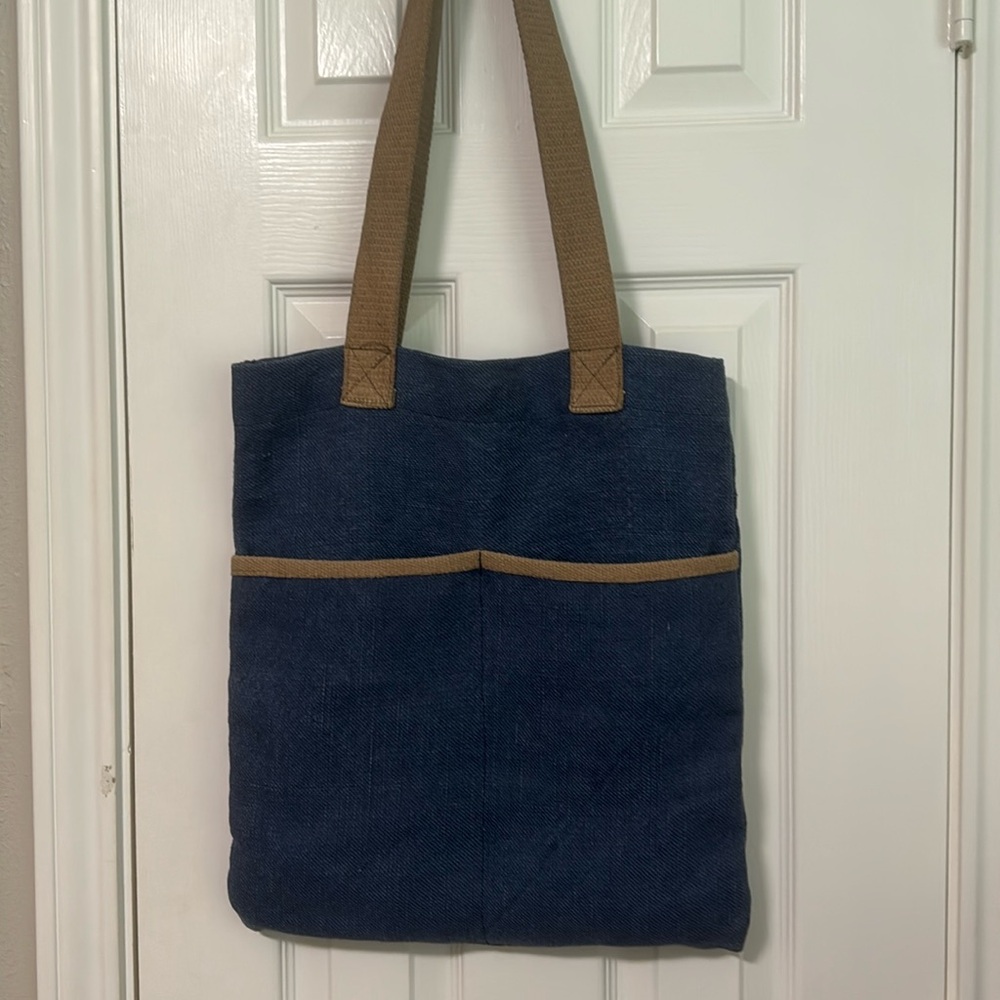 Love Vivid Washed Jute Denim Market Bag